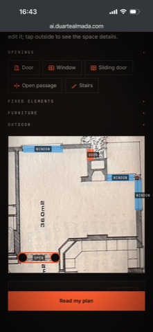 Floor plan — marking doors, windows and furniture